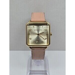 Michael Kors Brenner MK2674 Womens Gold Tone 31mm Pink Leather Watch New Battery